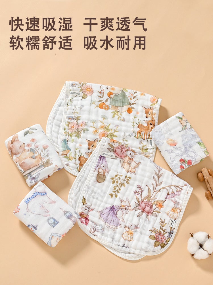 Baby Saliva Towel Type A Pure Cotton Baby Towel Baby Gauze Towel Six-Layer Seersucker Cotton Small Towel - Image 4